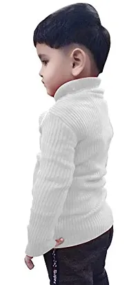 TohuBohu Kid's Cotton High Neck Sweater (White)-thumb2