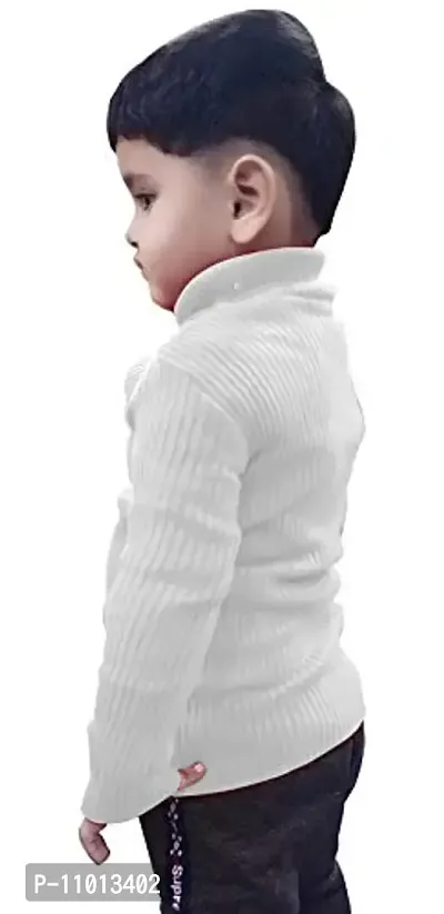 TohuBohu Kid's Cotton High Neck Sweater (White)-thumb3