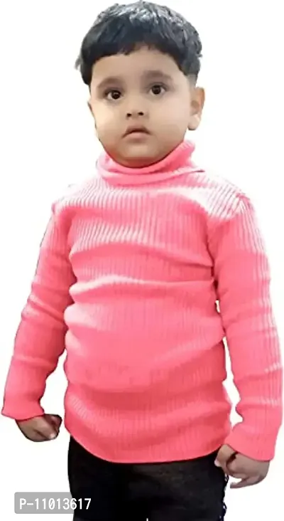 TohuBohu Kid's Cotton High Neck Sweater (Pink)