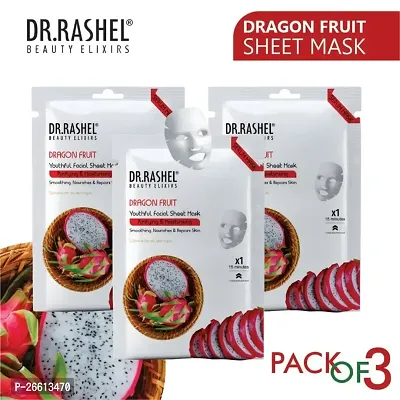 Dr Rashel Dragon Fruit Sheet Mask With Serum That Purifies And Moisturise The Skin Pack Of 3 20G X 3-thumb0
