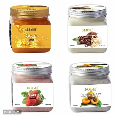 Dr Rashel Customized Facial Combo Pack Of Gold Gel Coco Butter Cream Strawberry Scrub Apricot Scrub Face Body Facial Kit For Women Paraben Sulfate Free Pack Of 4 380 Ml Each