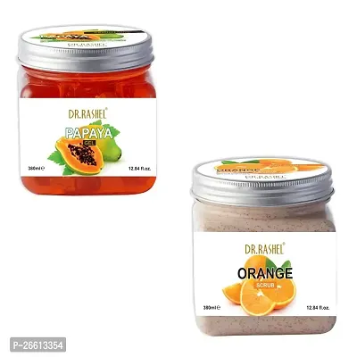 Dr Rashel Papaya Gel Orange Scrub For Face Body 380 Ml Each Pack Of 2