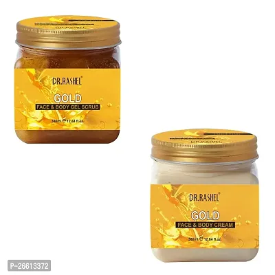 Dr Rashel Gold Gel Scrub Gold Cream For Face Body 380 Ml Each Pack Of 2