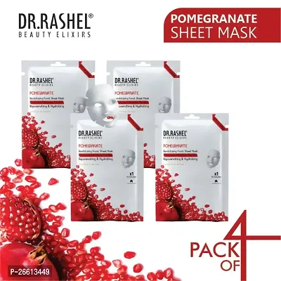 Dr Rashel Pomegranate Sheet Mask With Serum That Moisturize And Brightens The Skin Pack Of 4 20G X 4