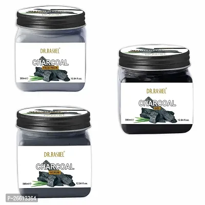 Dr Rashel Charcoal Face Pack Charcoal Gel Charcoal Scrub For Face Body 380 Ml Each Pack Of 3
