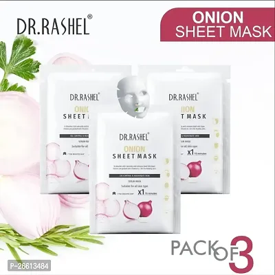 Dr Rashel Onion Sheet Mask With Serum That Rejuvenate Skin And Control Oil Pack Of 3 20G X 3