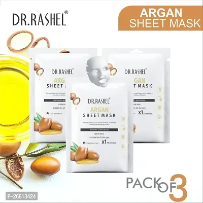 Dr Rashel Argan Sheet Mask With Serum That Promotes Whitening And Moisturizing Pack Of 3 20G X 3-thumb0