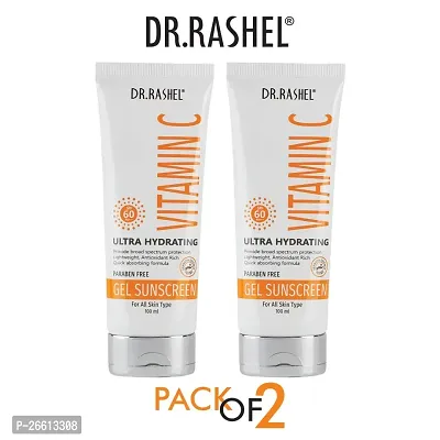 Dr Rashel Vitamin C Gel Sunscreen Ultra Hydrating Spf 60 Pa Parabean Free Pack Of 2 100Ml-thumb0