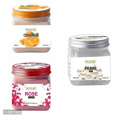 Dr Rashel Orange Cream Pearl Gel Rose Cream For Face Body 380 Ml Each Pack Of 3-thumb0