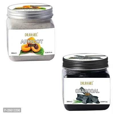 Dr Rashel Apricot Scrub Charcoal Gel For Face Body 380 Ml Each Pack Of 2