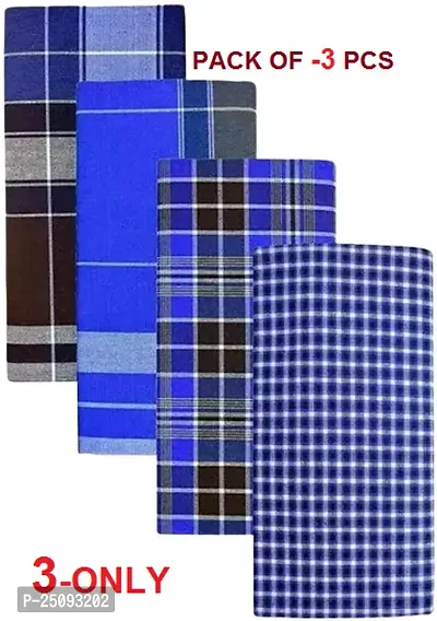 Men's Cotton Checked Lungis Pack of -3 Pcs Combo-thumb0