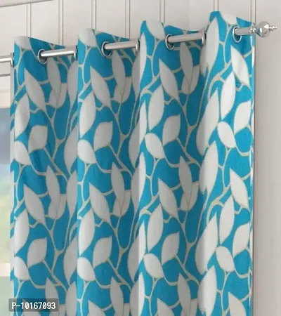 VJK FAB Leaf Floral Heavy Quality Curtains | Room Darkening Premium Fabric for Home Office | Parda for Living Room, Bedroom, Drawing Room | Curtains 7 Feet Long Set of 2, Sky Blue-thumb0