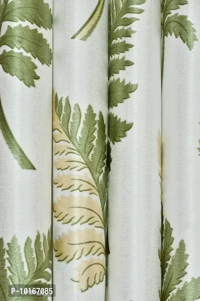 VJK FAB Heavy Gold Queen Fabric Leaves & Texture Design Curtains for Window, Door, Long Door, Drawing Room, Living Room (VJK-GQ-Leaves 1 Texture 2-SETOF3-GREEN-9) 4X9 Feet, Set of 3 Pcs, Green-thumb3