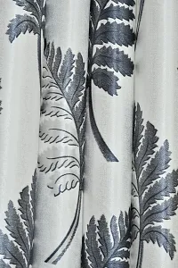 VJK FAB Heavy Gold Queen Fabric Leaves & Texture Design Curtains for Window, Door, Long Door, Drawing Room, Living Room (VJK-GQ-Leaves 1 Texture 2-SETOF3-GREY-7) 4X7 Feet, Set of 3 Pcs, Grey-thumb2