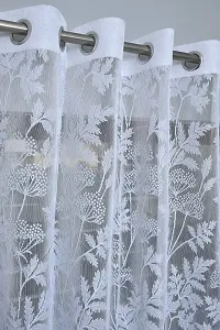 VJK FAB Net Flower Curtains for Window, Door, Long Door, Drawing Room. Living Room. Pooja Room (4X5 Feet ) Set of 2 Pcs (VJK-NET-FLORAL-WHITE-SETOF2-5) White-thumb1