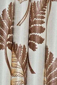 VJK FAB Heavy Gold Queen Fabric Leaves & Texture Design Curtains for Window, Door, Long Door, Drawing Room, Living Room (VJK-GQ-Leaves 1 Texture 2-SETOF3-COFFEE-7) 4X7 Feet, Set of 3 Pcs, Coffee-thumb1