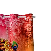 VJK FAB 3D Digital Printed Heavy Fabric Shri Ganesha God Design Curtains for Pooja Room, Temple, Home ( VJK-3D-GANESHA Head-7 ) 4x7 feet, Set of 2 Pcs-thumb1