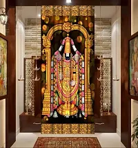 VJK FAB 3D Digital Printed Heavy Fabric Tirupati Balaji God Design Curtains for Pooja Room, Temple, Home ( VJK-3D-TIRUPATI BLALAJI-9 ) 4x9 feet, Set of 2 Pcs-thumb1