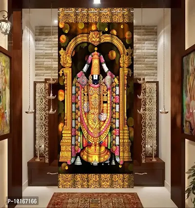 VJK FAB 3D Digital Printed Heavy Fabric Tirupati Balaji God Design Curtains for Pooja Room, Temple, Home ( VJK-3D-TIRUPATI BLALAJI-9 ) 4x9 feet, Set of 2 Pcs-thumb2