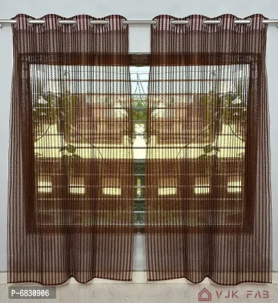 Fancy Net Tissue Zigzag Curtains For Door Window 4x7 Feet Set Of 2-thumb2