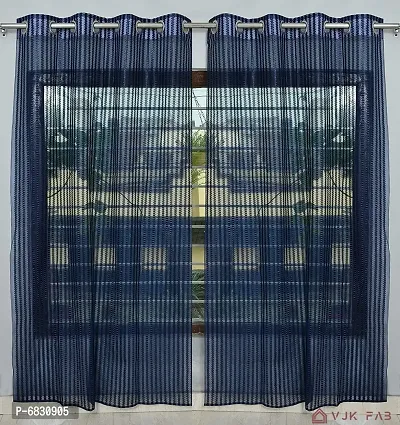 Fancy Net Tissue Zigzag Curtains For Door Window 4x9 Feet Set Of 2-thumb2