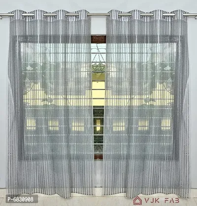 Fancy Net Tissue Zigzag Curtains For Door Window 4x7 Feet Set Of 2-thumb2