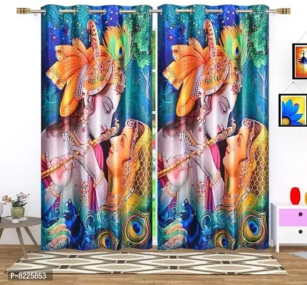 Comfortable Polyester 3D Printed Door Curtains- Pack Of 2