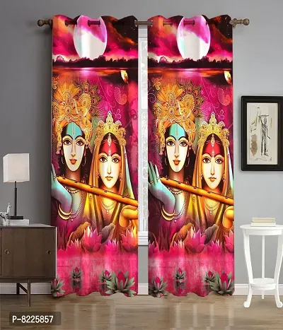 Comfortable Polyester 3D Printed Door Curtains- Pack Of 2