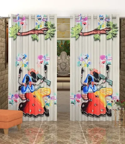 3D Digital Printed Curtains Combo Pack Of 2 (84*48 Inch)