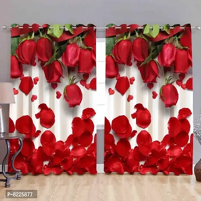 Comfortable Polyester Floral Print Door Curtains- Pack Of 2-thumb0