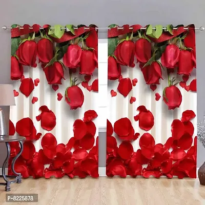Comfortable Polyester Floral Print Long Door Curtains- Pack Of 2-thumb0
