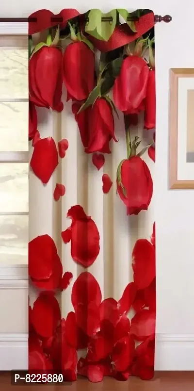 Comfortable Polyester Floral Print Long Door Curtains