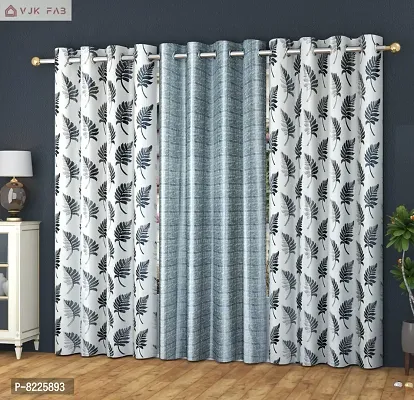 Comfortable Polyester Floral Print Door Curtains- Pack Of 3-thumb0