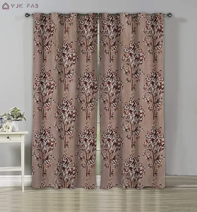 Comfortable Polyester Floral Print Long Door Curtains- Pack Of 2