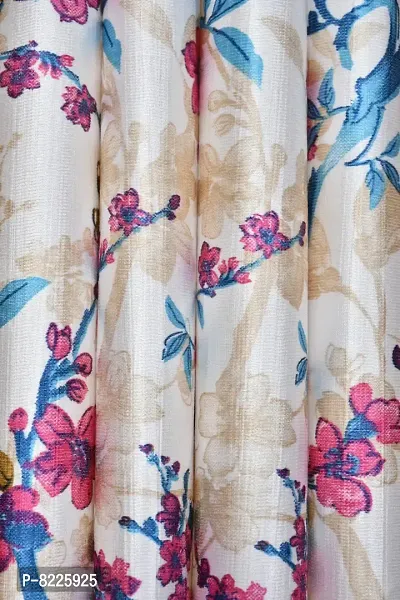 Comfortable Polyester Floral Print Long Door Curtains- Pack Of 3-thumb3