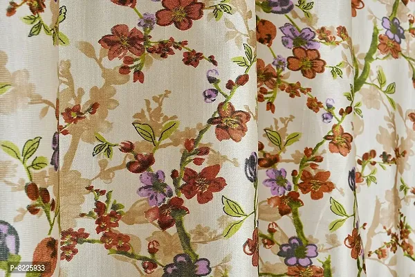 Comfortable Polyester Floral Print Long Door Curtains- Pack Of 3-thumb3