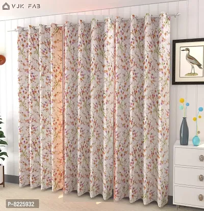 Comfortable Polyester Floral Print Door Curtains- Pack Of 3