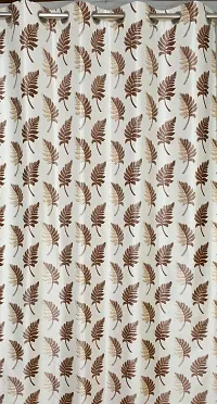 VJK FAB Heavy Gold Queen Fabric Leaves & Texture Design Curtains for Window, Door, Long Door, Drawing Room, Living Room (VJK-GQ-Leaves 2 Texture 1-SETOF3-COFFEE-5) 4X5 Feet, Set of 3 Pcs, Coffee-thumb1