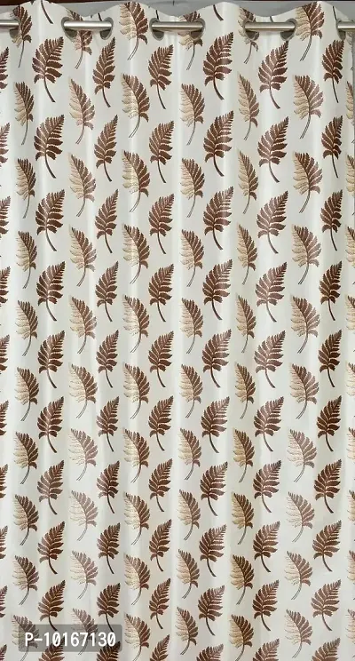 VJK FAB Heavy Gold Queen Fabric Leaves & Texture Design Curtains for Window, Door, Long Door, Drawing Room, Living Room (VJK-GQ-Leaves 2 Texture 1-SETOF3-COFFEE-5) 4X5 Feet, Set of 3 Pcs, Coffee-thumb2