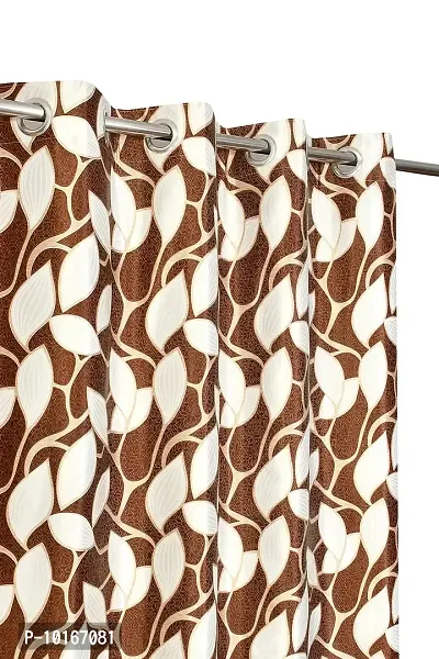 VJK FAB Leaf Floral Heavy Quality Curtains | Room Darkening Premium Fabric for Home Office | Parda for Living Room, Bedroom, Drawing Room | Curtains 9 Feet Long Set of 2, Coffee-thumb2