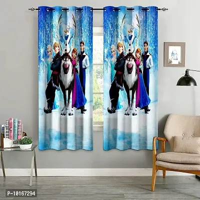 VJK FAB 3D Digital Printed Heavy Fabric Frozen Movie Design Curtains for Kids Room, Window, Door, Home