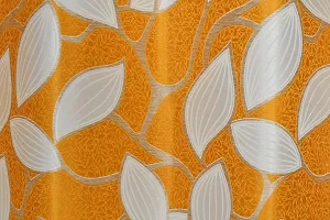 VJK FAB Leaf Floral Heavy Quality Curtains | Room Darkening Premium Fabric for Home Office | Parda for Living Room, Bedroom, Drawing Room | Curtains 5 Feet Long Set of 3, Yellow-thumb2