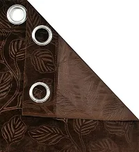 VJK FAB Velvet Leaves Designer Curtains for Window, Long Door, Living Room, Bedroom, Draiwng Room (VJK-Velvet-Leaves-Coffee-5) Set of 2 Pcs, 4x5 feet Long, Coffee-thumb4