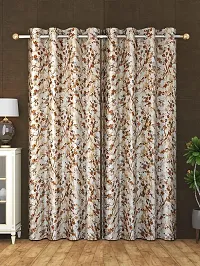 VJK FAB Flower Design Curtains for Window, Door, Long Door, Drawing Room, Bedroom, Living Room (VJK-LC-Flower-Coffee-7) 4x7 Feet, Set of 2 Pcs, Coffee-thumb1