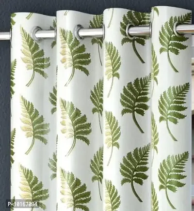 VJK FAB Heavy Gold Queen Fabric Leaves Design Curtains for Window, Door, Long Door, Drawing Room, Living Room (VJK-GQ-LEAVES-SETOF3-GREEN-5) 4X5 Feet, Set of 3 Pcs, Green-thumb2