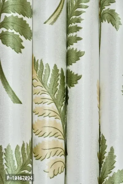 VJK FAB Heavy Gold Queen Fabric Leaves Design Curtains for Window, Door, Long Door, Drawing Room, Living Room (VJK-GQ-LEAVES-SETOF3-GREEN-5) 4X5 Feet, Set of 3 Pcs, Green-thumb4