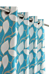 VJK FAB Leaf Floral Heavy Quality Curtains | Room Darkening Premium Fabric for Home Office | Parda for Living Room, Bedroom, Drawing Room | Curtains 9 Feet Long Set of 3, Sky Blue-thumb1