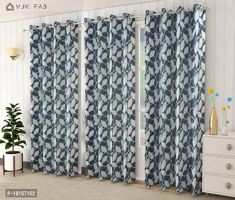 VJK FAB Leaf Floral Heavy Quality Curtains | Room Darkening Premium Fabric for Home Office | Parda for Living Room, Bedroom, Drawing Room | Curtains 9 Feet Long Set of 3, Grey