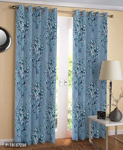 VJK FAB Tree Design Printed Curtains for Home, Window, Door, Drawing Room Set of 2 pcs, Sky Blue