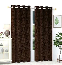 VJK FAB Velvet Leaves Designer Curtains for Window, Long Door, Living Room, Bedroom, Draiwng Room (VJK-Velvet-Leaves-Coffee-5) Set of 2 Pcs, 4x5 feet Long, Coffee-thumb1